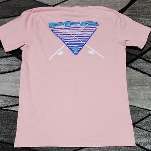 COLUMBIA SPORTSWEAR PFG TRIANGLE REEL GRAPHIC PINK CREWNECK TEE-SHIRT LARGE